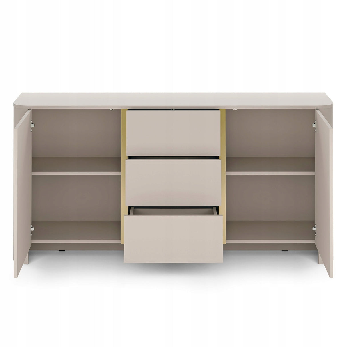 Komoda Dwudrzwiowa z Szufladami Zaokrąglona 168 cm Cashmere Gold 168x39 cm