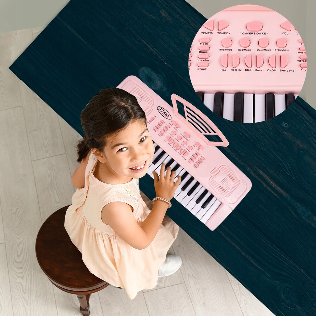 Keyboard Organy Pianinko Elektroniczne Mikrofon dla Dzieci 37 Klawiszy