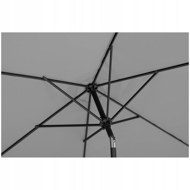 Okrągły Parasol Ogrodowy Balkonowy Uchylny Duży Z Korbką Śr.300Cm Szary