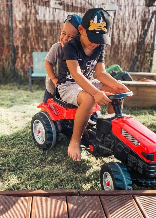 Duży Traktor na Pedały Ciągnik do 50 KG Dziecięcy Czerwony Poves