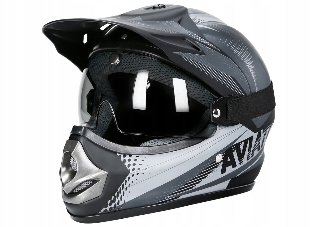 Kask Motocyklowy Crossowy Enduro na Quad Skuter Motor Szary XXS
