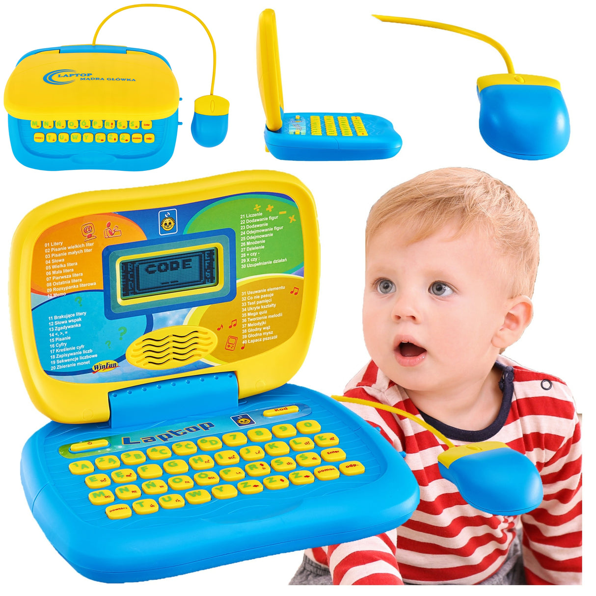 Komputerek Laptop Dziecięcy + Myszka dla Dzieci Interaktywny Edukacyjny