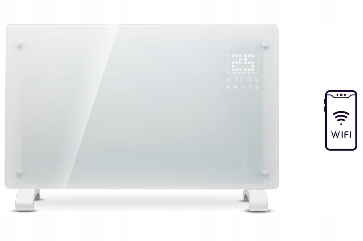 Grzejnik Konwektorowy Elektryczny Łazienkowy 1000 W Biały Wyświetlacz LCD