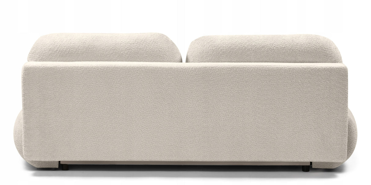Sofa z Funkcją Spania i Pojemnikiem na Pościel Obłe Kształty Boucle Kremowa