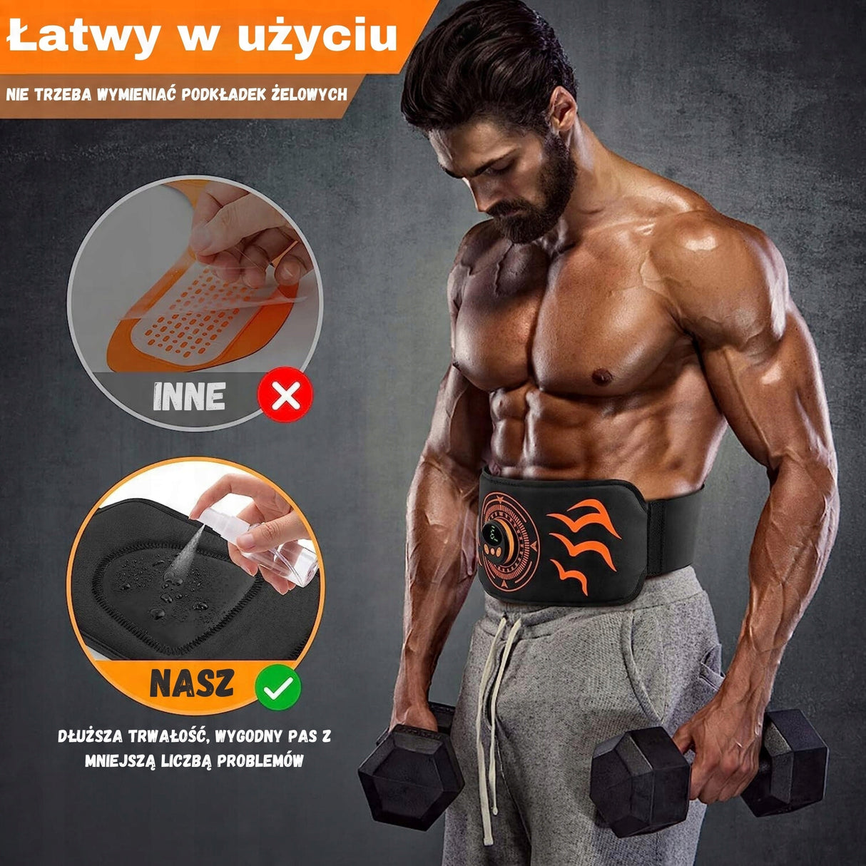 ElektroStymulator Mięśni Brzucha Pas Odchudzający ABS 6 Trybów UNIWERSALNY