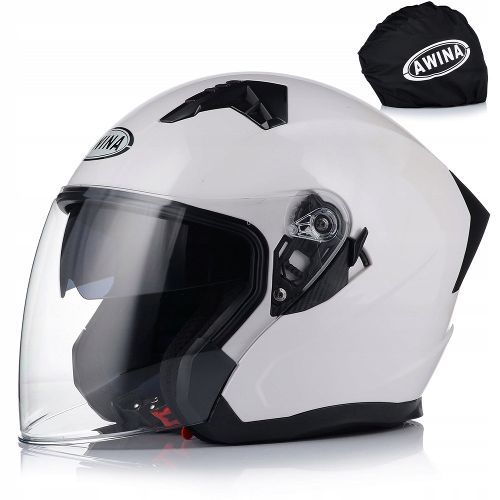 Kask Motocyklowy Otwarty Ochronny Blenda Przeciwsłoneczna Biały Rozmiar L