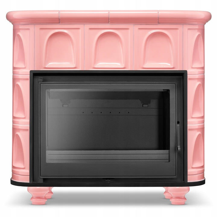Piec Kaflowy Koza Żeliwny Kominek Barbie Pink Różowy Ceramiczny Stalowy