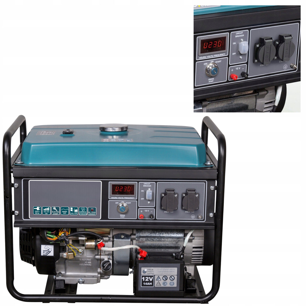 Agregat Prądotwórczy DUAL FUEL LPG Benzyna 230V 4,5kW AVR Zestaw