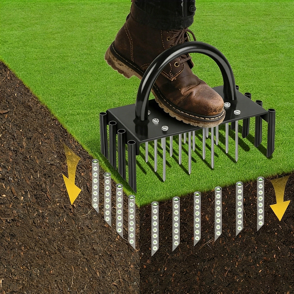 Aerator Rurkowy do Trawnika 12 Kolców 6 Rurek Napowietrzacz 2w1