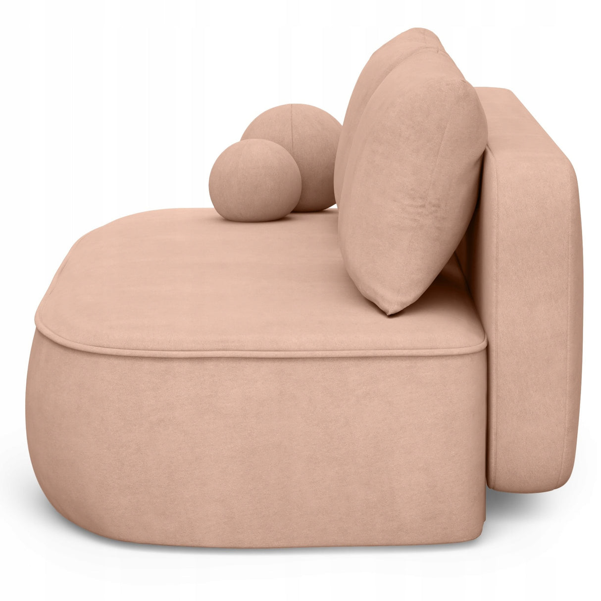 Sofa Zaokrąglony Kształt z Funkcją Spania Pojemnikiem Brzoskwiniowa 212x100