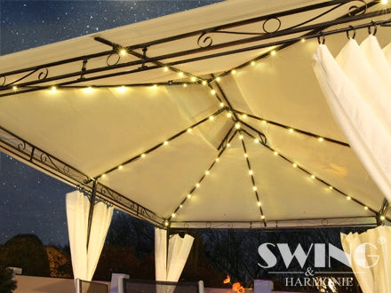 Pawilon Ogrodowy Namiot Altana Oświetlenie Led Kremowy 6 ścianek 4x3x2,5m