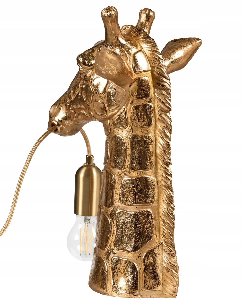 Lampa Złota Stołowa w Kształcie Żyrafy Elegancka Lampka Nocna Mosiądz 40 cm