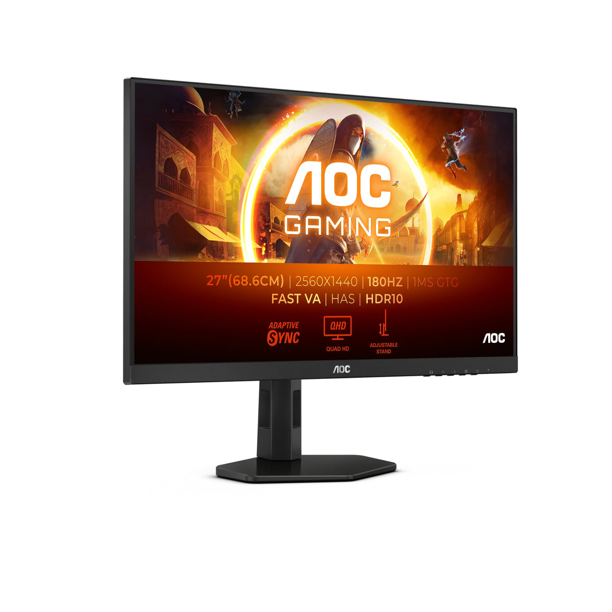 Monitor AOC Q27G4XND 27" Cali Fast VA 180Hz 2560x1440 QHD Czarny 1ms 16:9