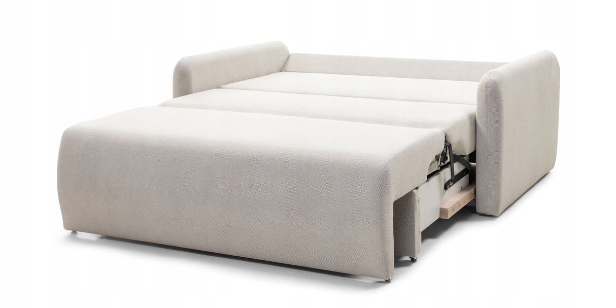 Sofa Rozkładana z Funkcją Spania i Pojemnikiem Jasnobeżowa 160x105/192 cm