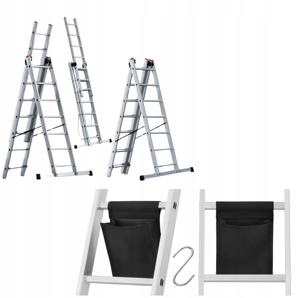 Drabina Aluminiowa na schody PRO + GRATIS Wielofunkcyjna 3x14
