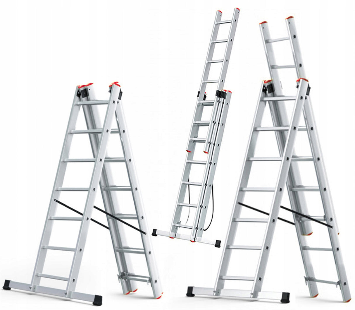 Drabina aluminiowa wielofunkcyjna PRO + GRATIS 3x8 na schody