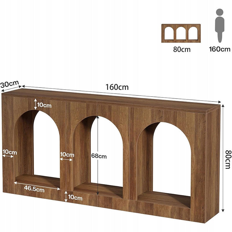 Stół Konsolowy z 3 Półkami Łukowymi Konsola HOGA-J0497 Brązowa 160 cm