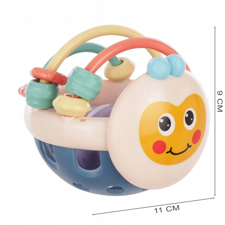 KOLOROWA KULA SENSORYCZNA GRZECHOTKA GRYZAK 9M+