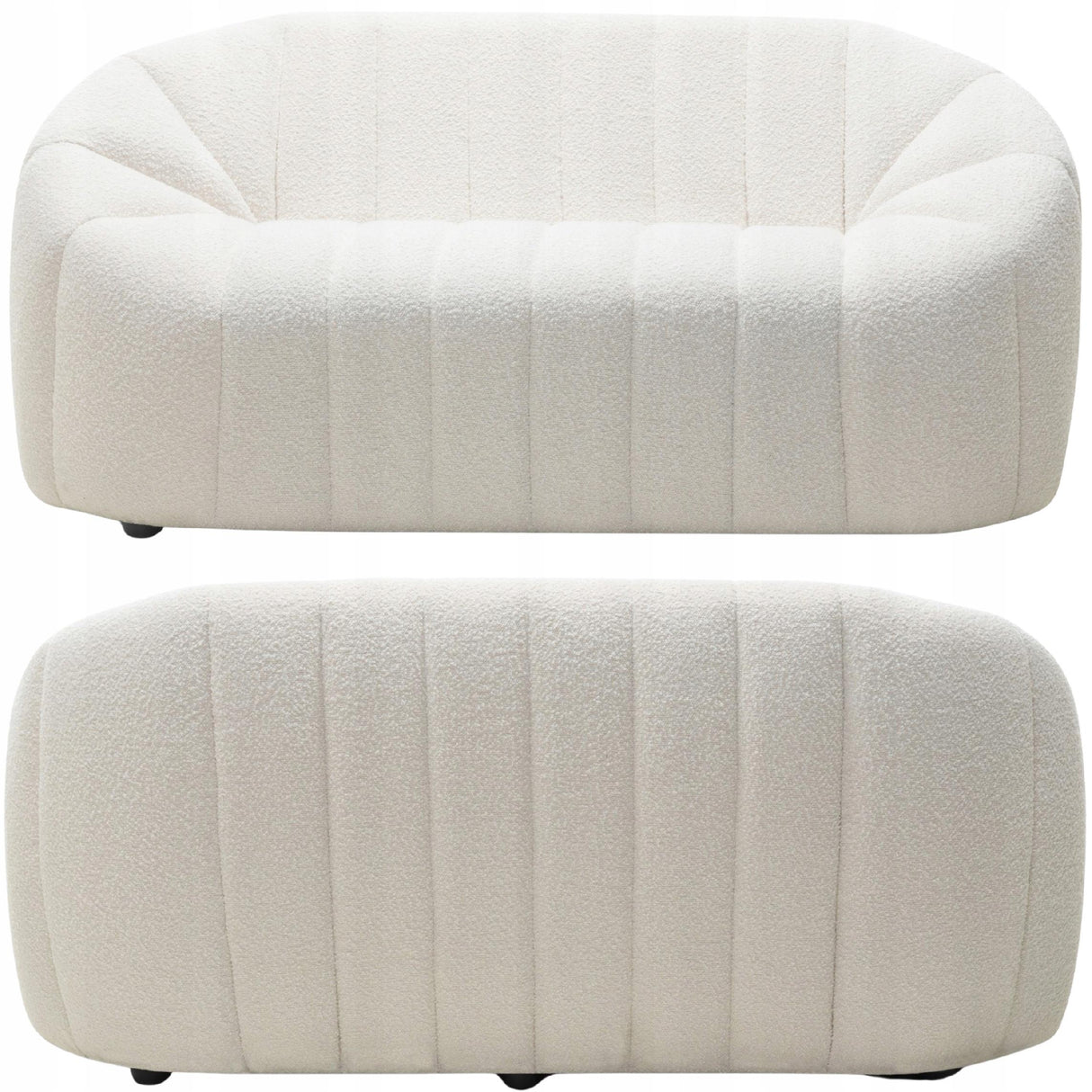 Sofa Salonowa Zaokrąglone Obłe Kształty Dwuosobowa Jasnobeżowa 166x86cm