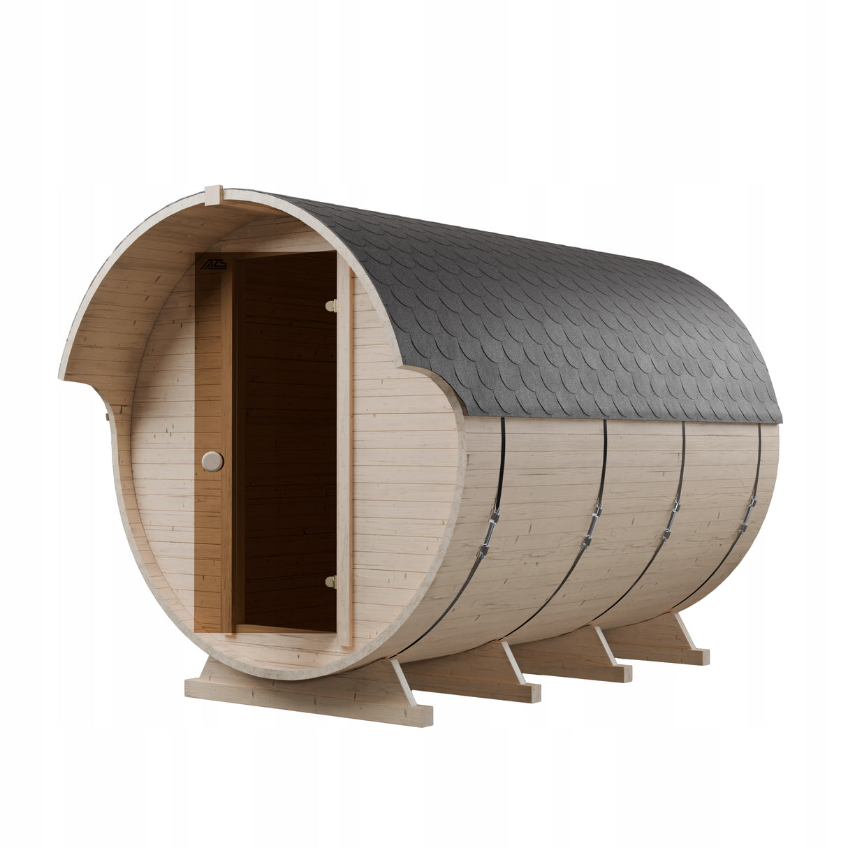 Sauna Ogrodowa Zestaw z Piecem na Drewno Szwedzkie Drewno Beczka 340 cm