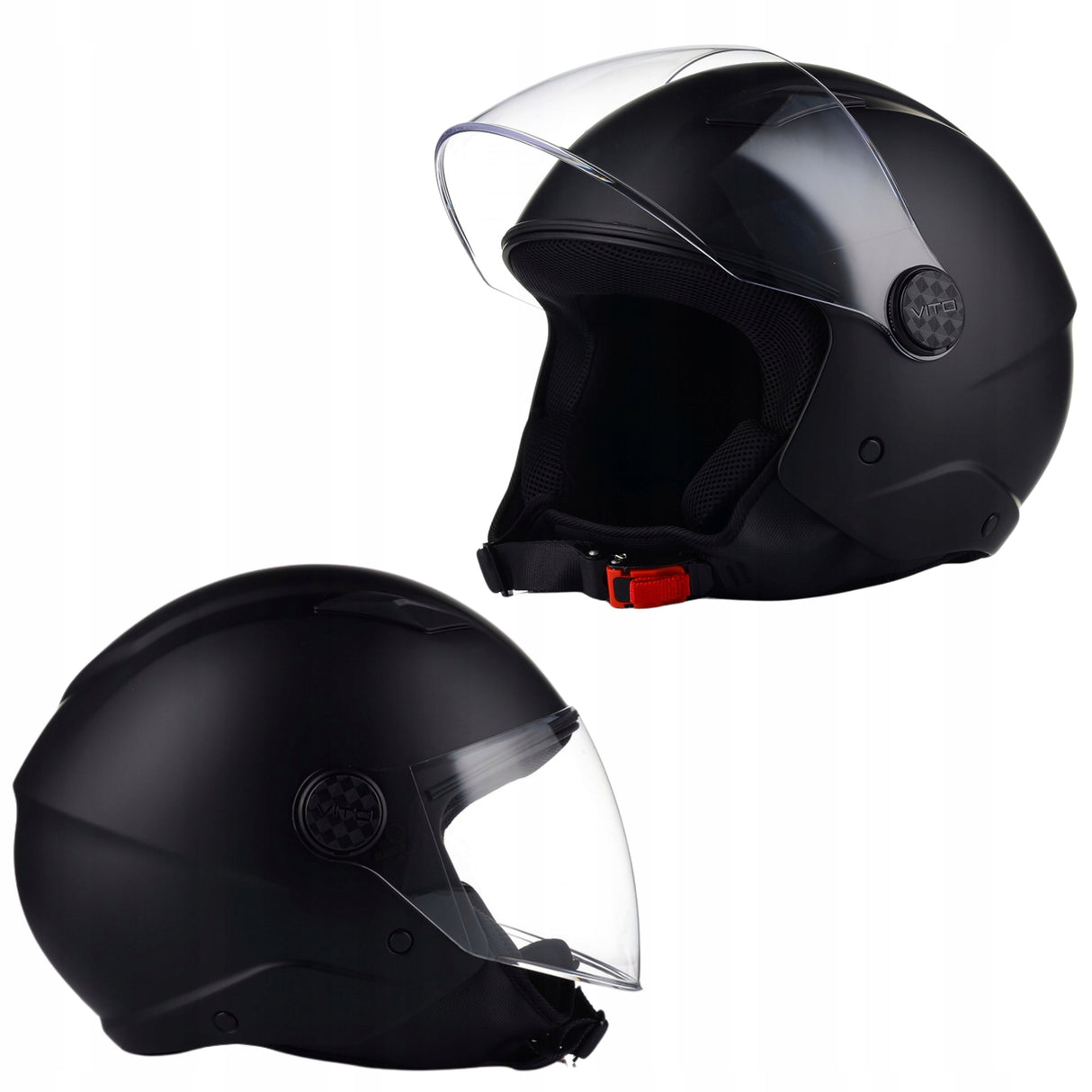Kask Motocyklowy Otwarty CHOPPER Otwierany VITO UNO Czarny Mat L