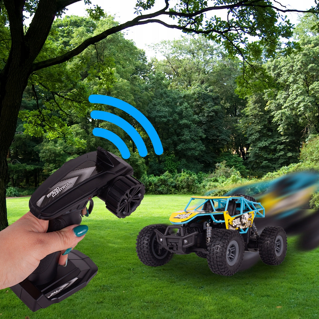 Samochód Zdalnie Sterowany na Terenowy Auto Niebiesko Zielony Pilota RC