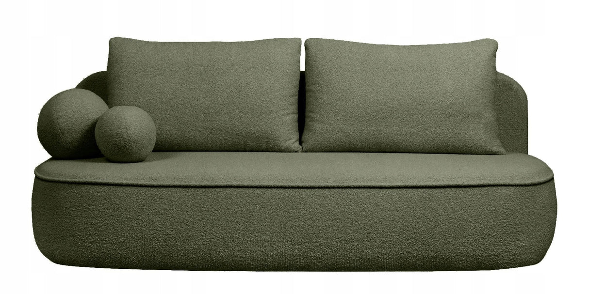 Sofa Zaokrąglony Kształt z Funkcją Spania Pojemnikiem Ciemnozielona 212x100