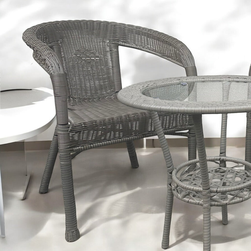 Zestaw Mebli Ogrodowych technorattan Classic Mini SZARY 3 el. Balkon