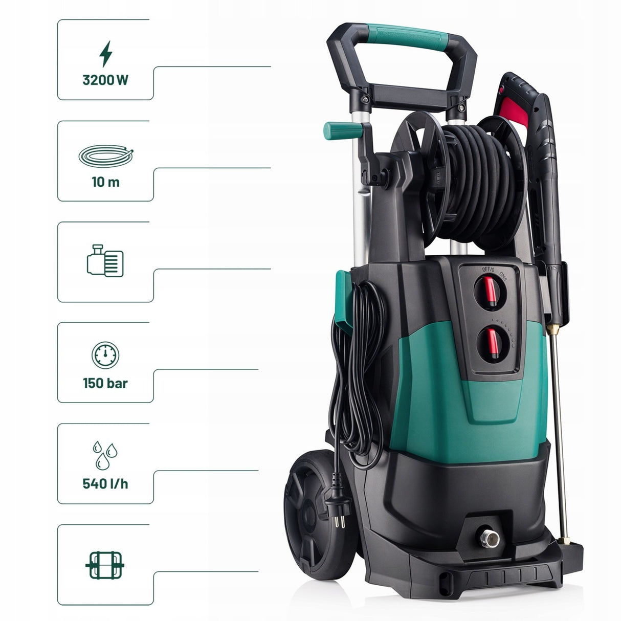 Myjka Ciśnieniowa Indukcja Pompa Mosiężna Turbo Zestaw 3200W 350 Bar