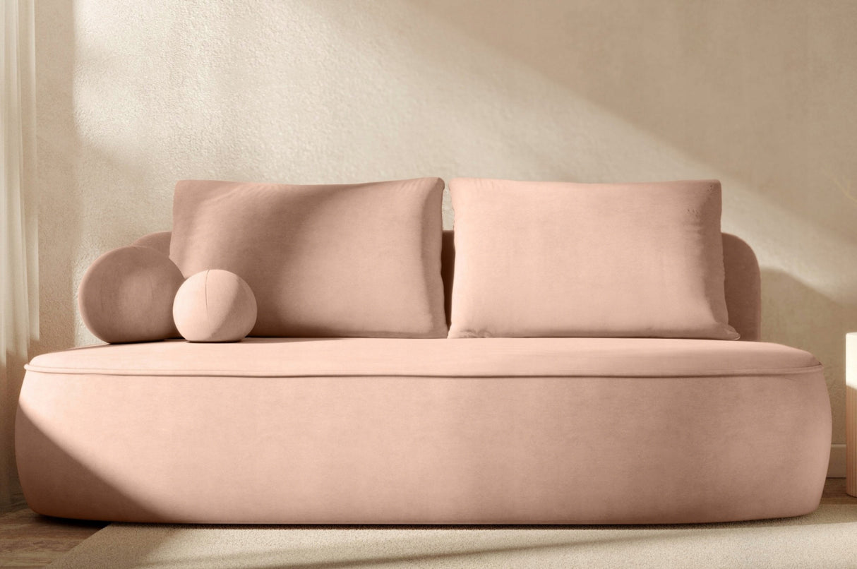 Sofa Zaokrąglony Kształt z Funkcją Spania Pojemnikiem Brzoskwiniowa 212x100