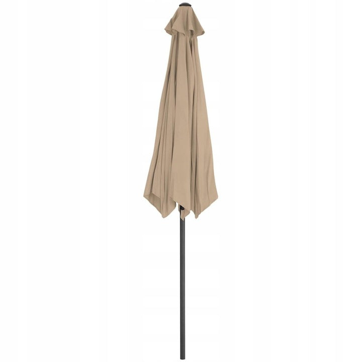 Duży Parasol Ogrodowy Uchylny Z Korbką Szarobrązowy Porządny Śr. 300 Cm