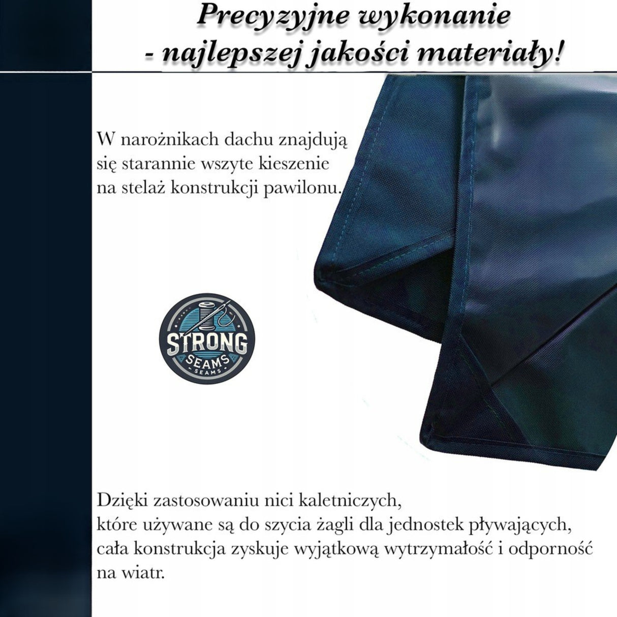 Dach Pawilon Poszycie Wodoodporny M5 Niebieski 4x3m z Kominem do Cyrkulacji