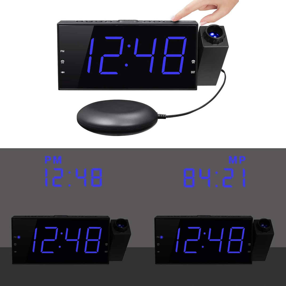 Budzik Projekcyjny z Wibracjami i Silnym Alarmem LED - Idealny do Sypialni!