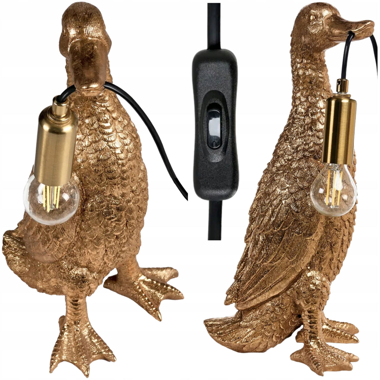 Lampa Złota Kaczka Stołowa Elegancka Lampka w Kształcie Kaczki 37cm Mosiądz