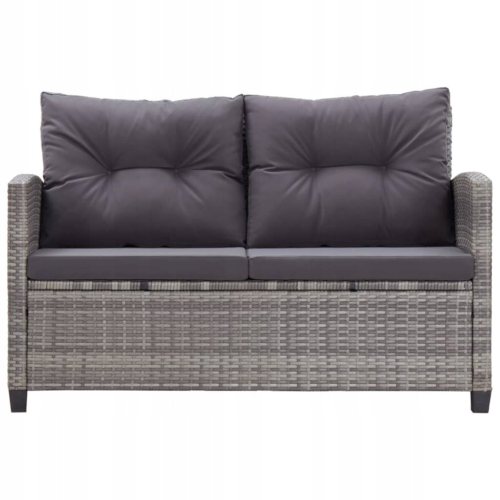 Sofa Ogrodowa Dwuosobowa z Poduszkami Szara Rattan PE 124x74x78 cm