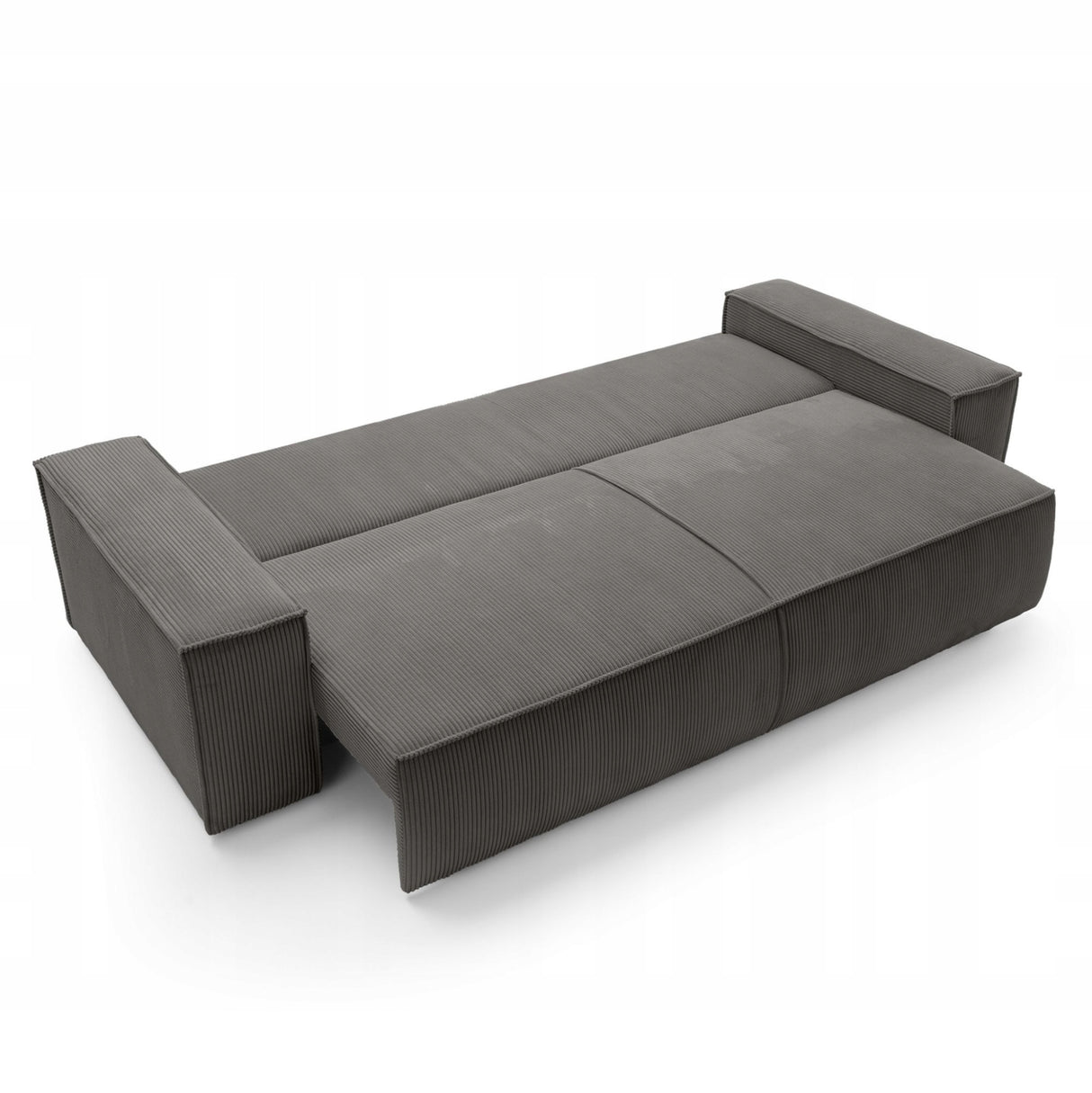 Sofa Rozkładana z Pojemnikiem na Pościel Sztruksowa Ciemnoszara 257x102cm