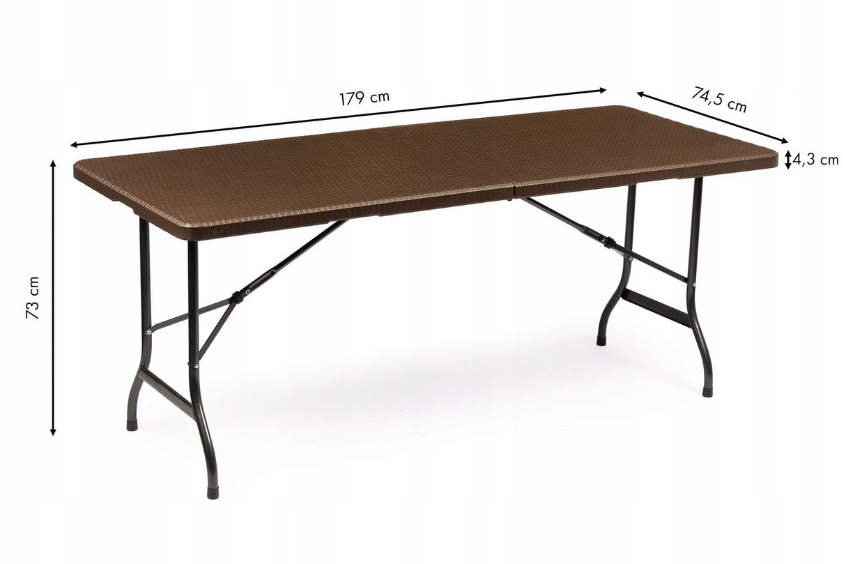 Stół Ogrodowy Rozkładany Cateringowy Turystyczny 180x75x74cm Brązowy
