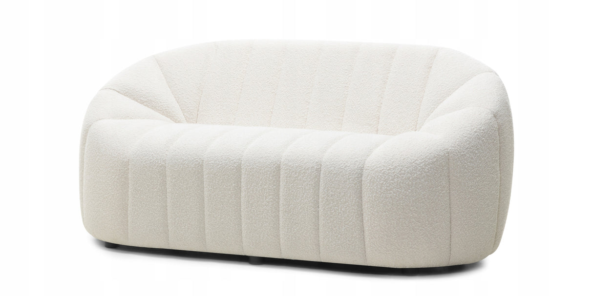 Sofa Salonowa Zaokrąglone Obłe Kształty Dwuosobowa Jasnobeżowa 166x86cm