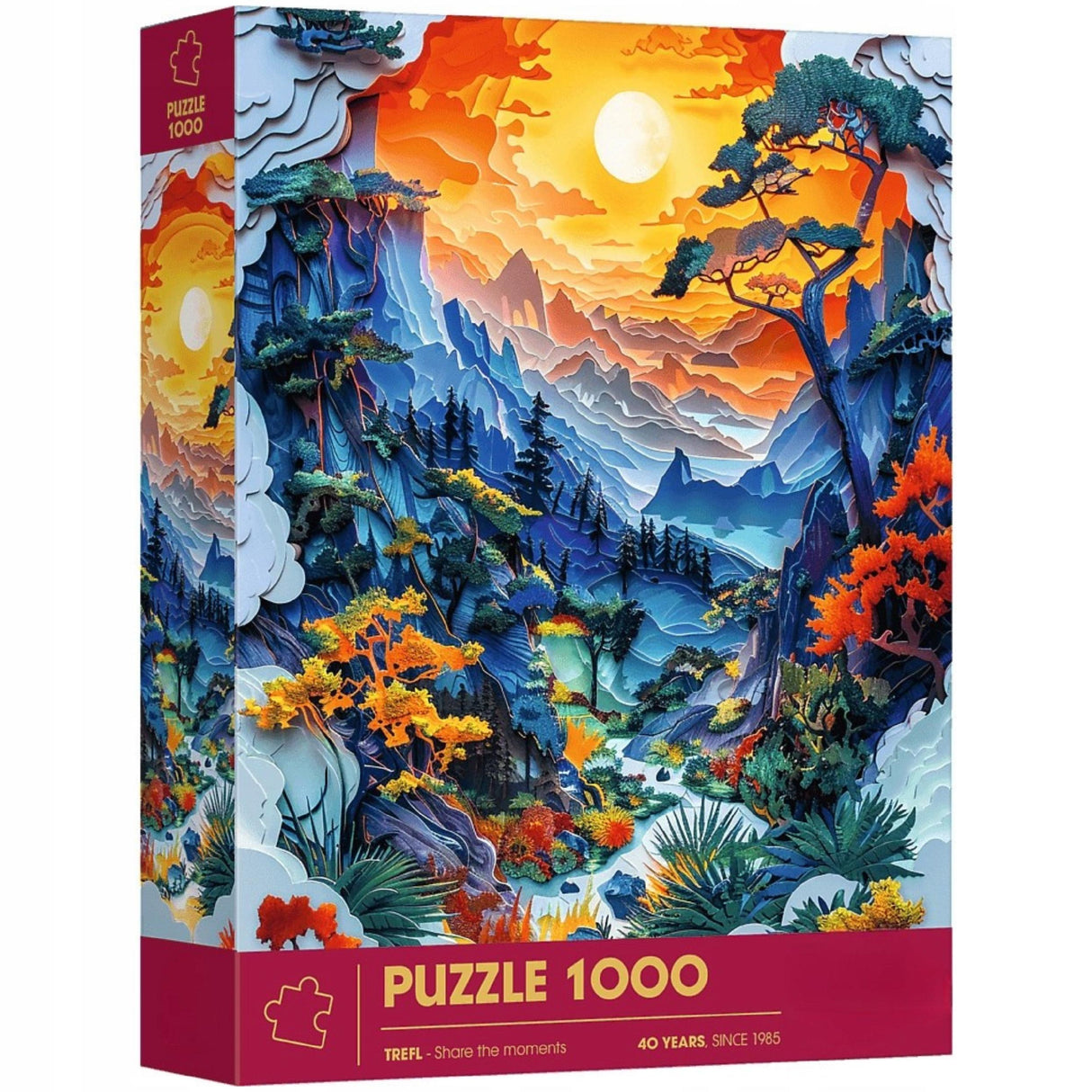 Puzzle 1000 Elementów z Efektem 3D Krajobraz Doliny Paper Art Trwałe