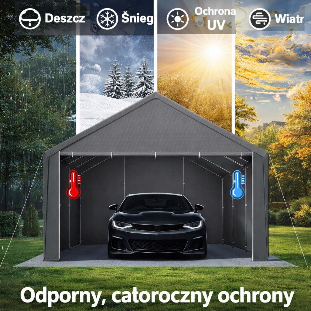 Namiot Garażowy Wodoszczelny Polietylenowy Dach Odporny na Rozerwanie 4x6 m