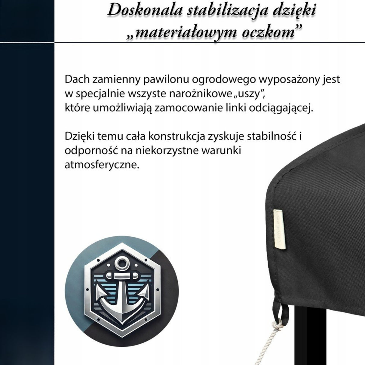 Dach Pawilon 4x3m Poszycie Wodoodporny M5 Antracyt z Kominem do Cyrkulacji