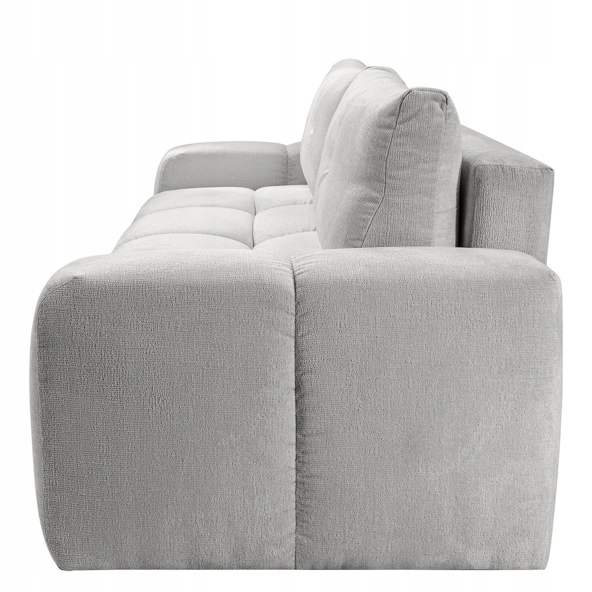 Sofa z Funkcją Spania Pojemnikiem Jasnoszara Tkanina Perfect Harmony