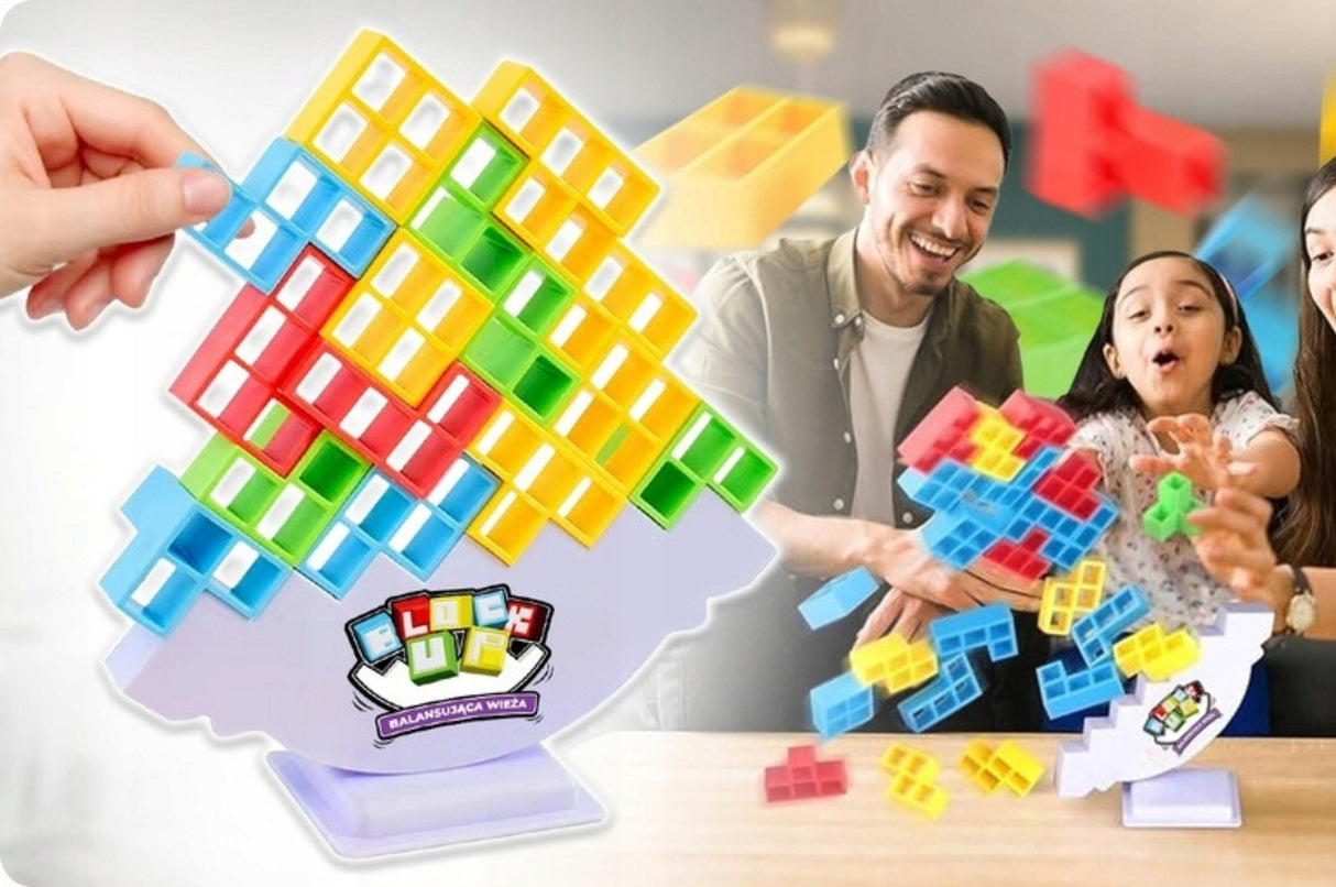 Gra Zręcznościowa Balansująca Układanka Tetris Duży Zestaw Wieża Ruchoma