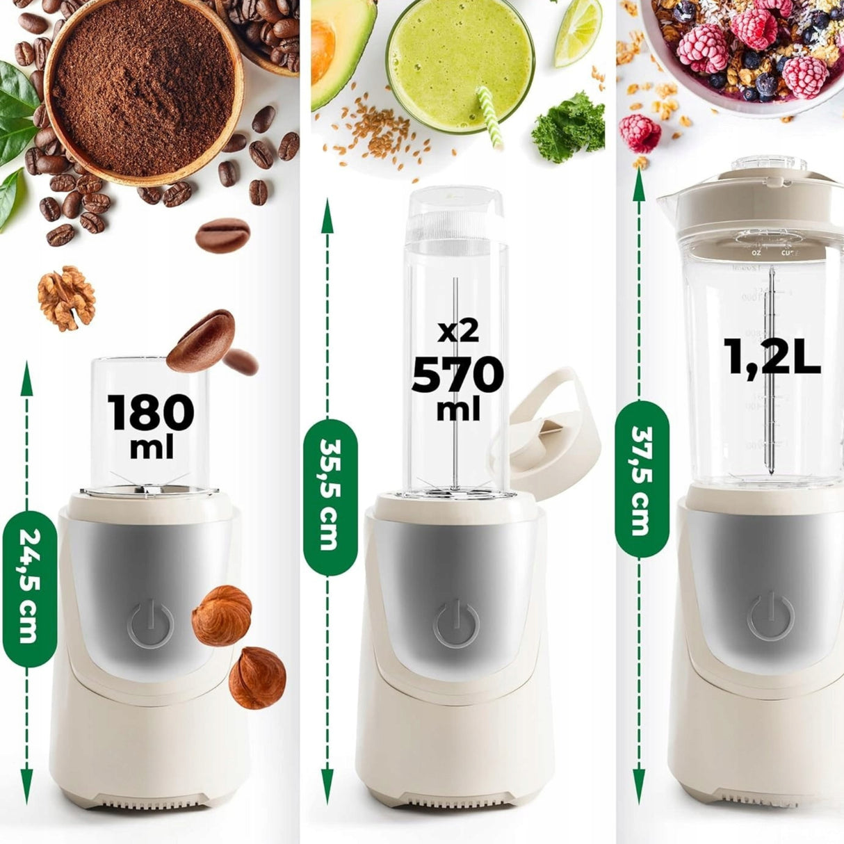 Smoothie Maker i Mikser Stojący z Efektem Cyklonowym Duży Zestaw 600 W