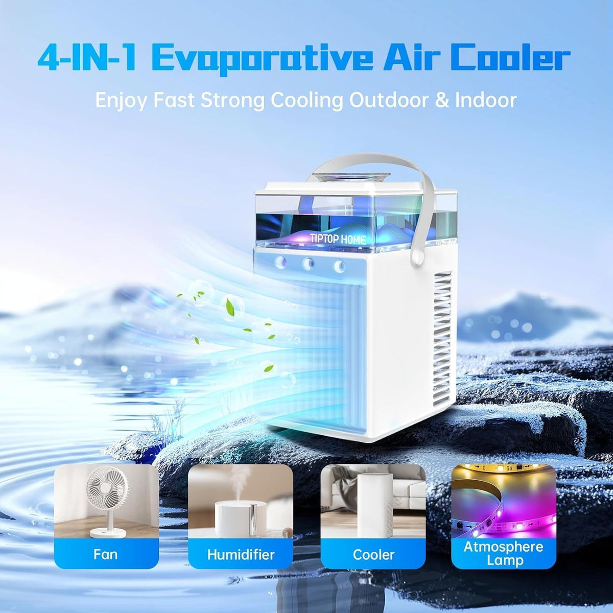 Klimator Mobilny Przenośny Pthtechus CL-08 4w1 Biały Mini Ewaporacyjny