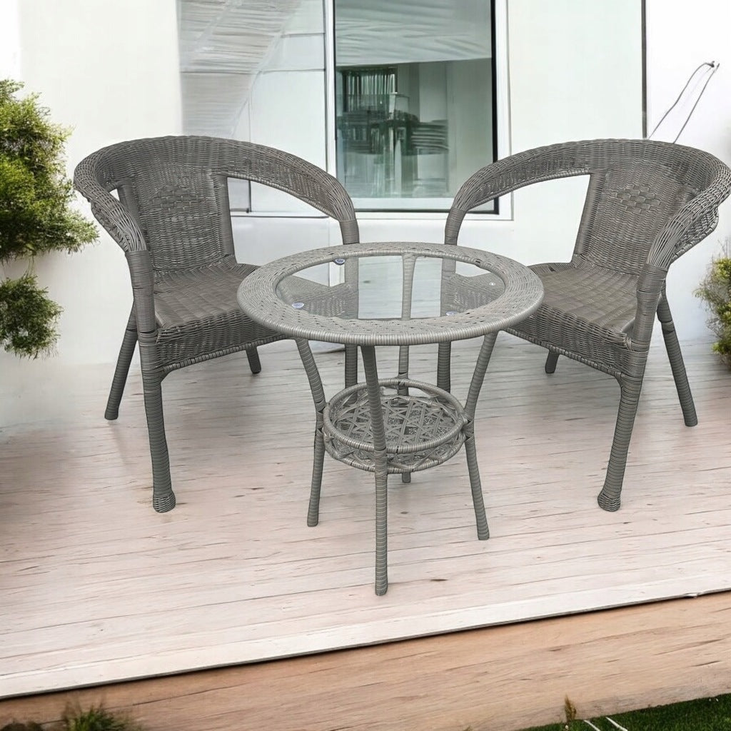 Zestaw Mebli Ogrodowych technorattan Classic Mini SZARY 3 el. Balkon
