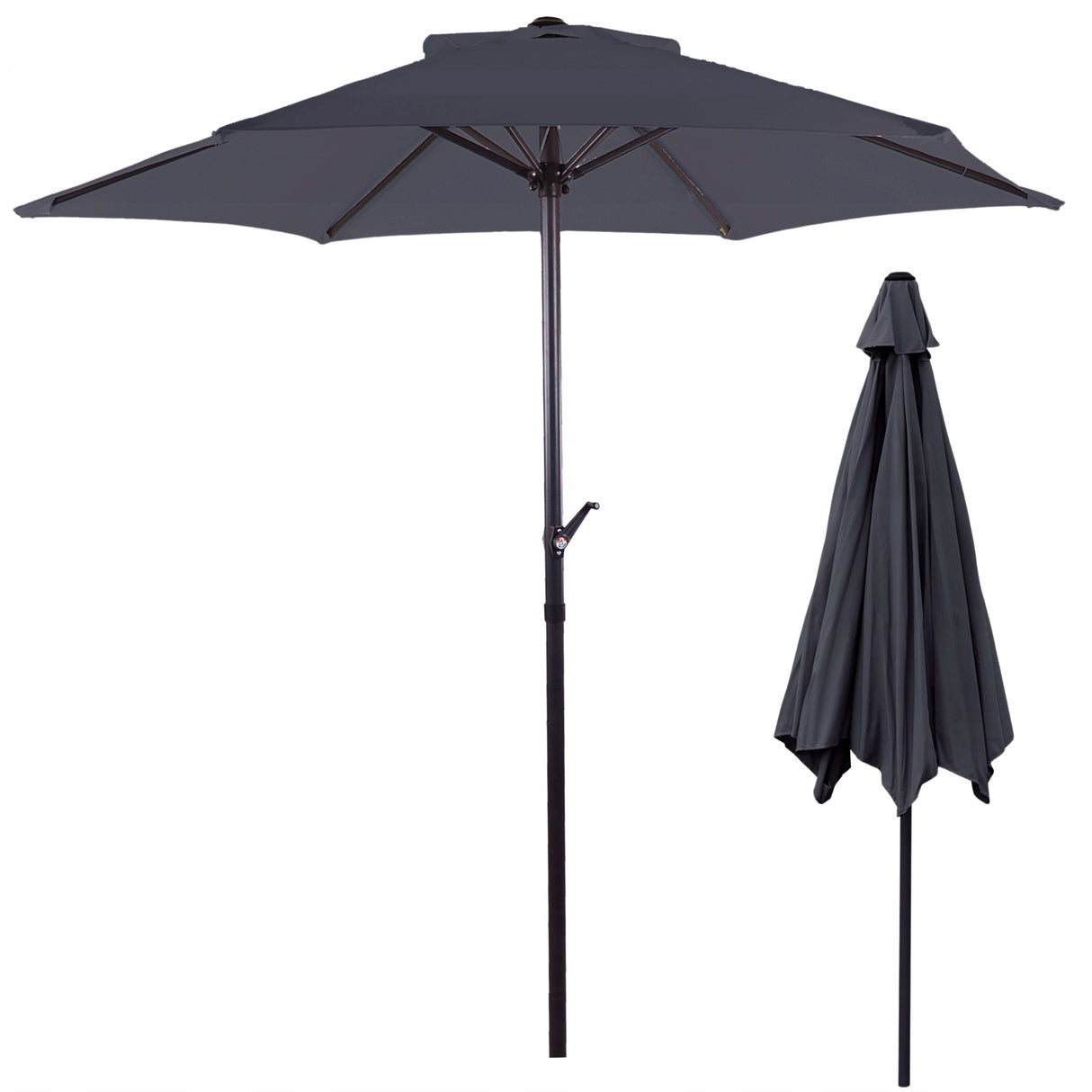 Składany Duży Parasol Ogrodowy 300Cm Na Taras Balkon Ciemny Szary Porządny