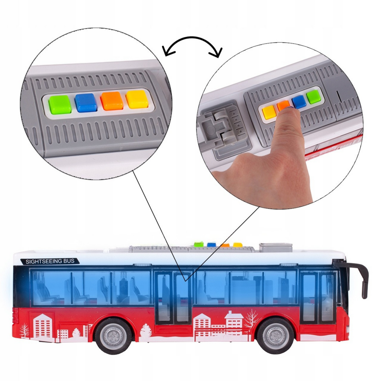 TROLEJBUS AUTOBUS ŚWIATŁA DŹWIĘKI OTWIERANIE DRZWI