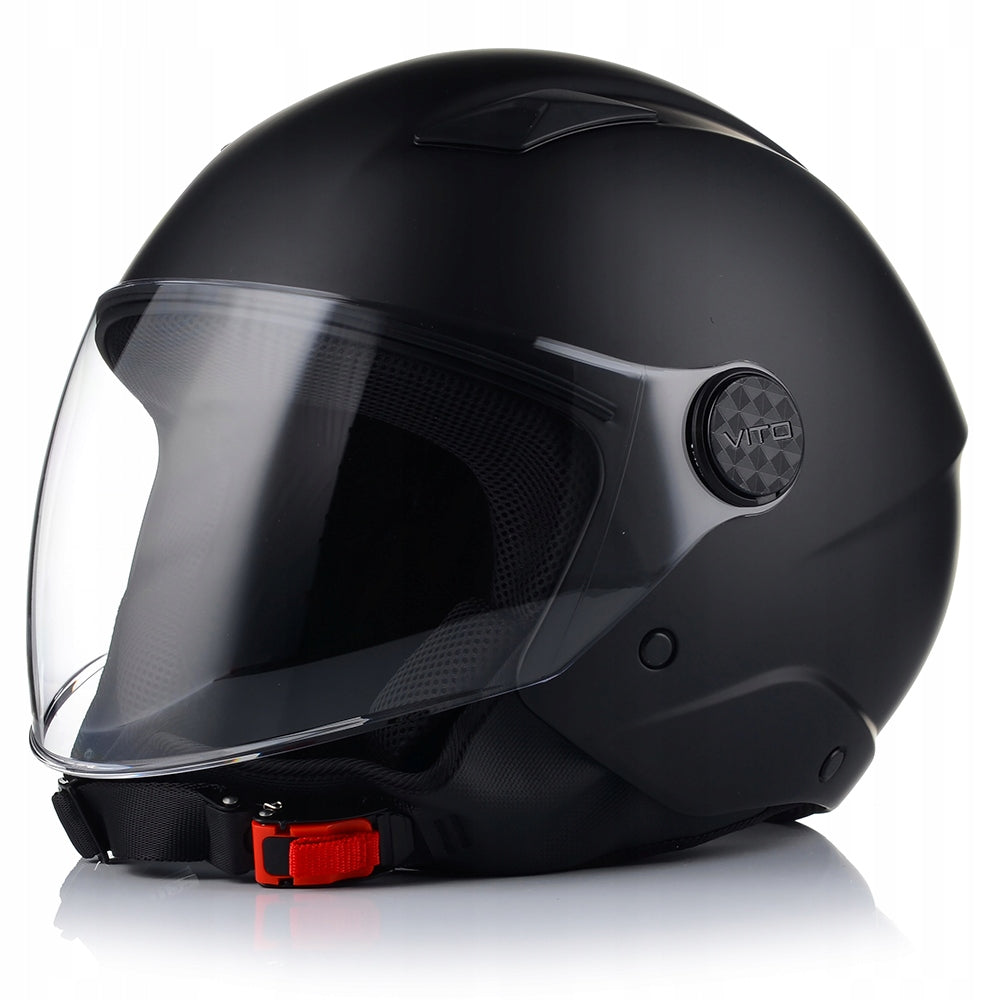 Kask Motocyklowy Otwarty CHOPPER Otwierany VITO UNO Czarny Mat S