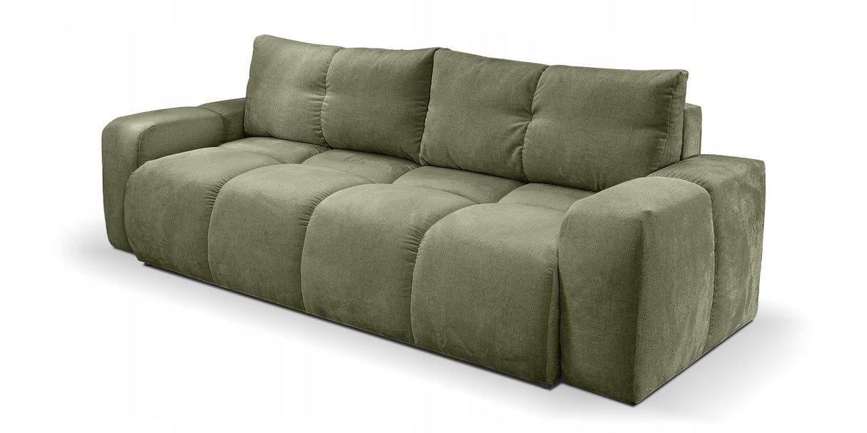 Sofa z Funkcją Spania Pojemnikiem Oliwkowo-Zielona Tkanina Perfect Harmony